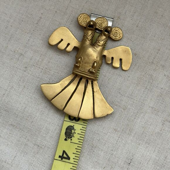 VINTAGE Pre-Columbian Style Double Bird Brooch Large Goddess Core Art Deco Rare - Picture 8 of 10